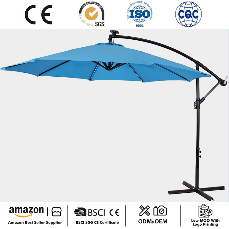 10FT LED Solar Hanging Market Patio Paraply