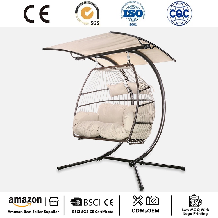 2 Person Hängande Swing Wicker Egg Stol