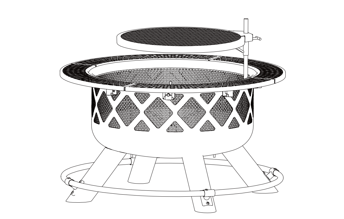 Träbränning utomhus eldstad med grillinstallationsguide