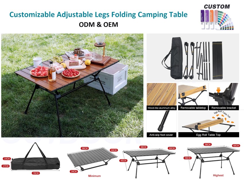 Justerbara ben Fällbart campingbord