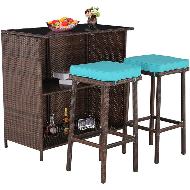 3 delar Patio Rotting Wicker Bar Set