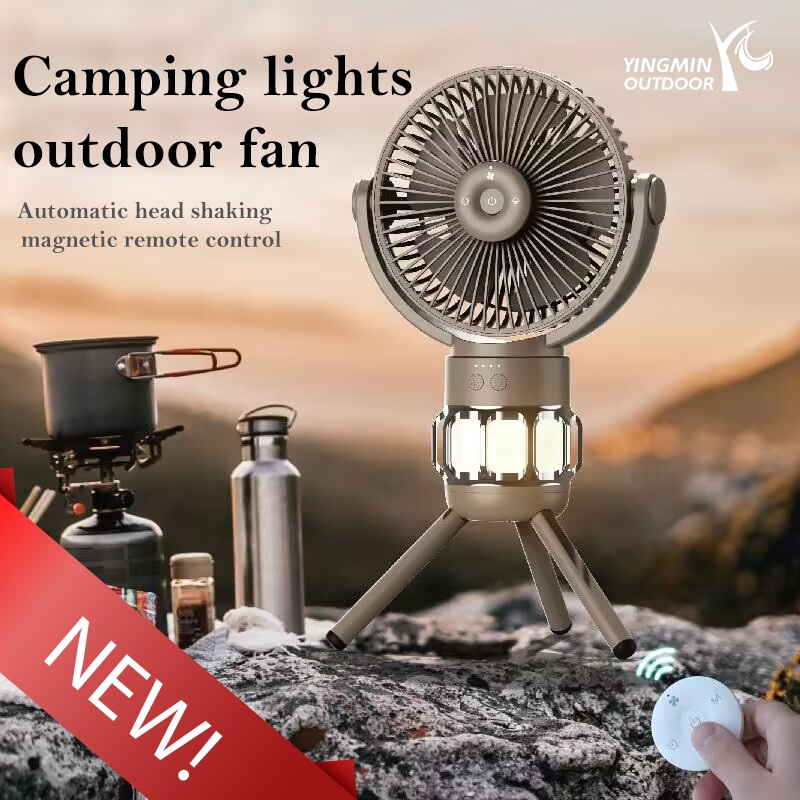 Campingfläkt med LED-lykta