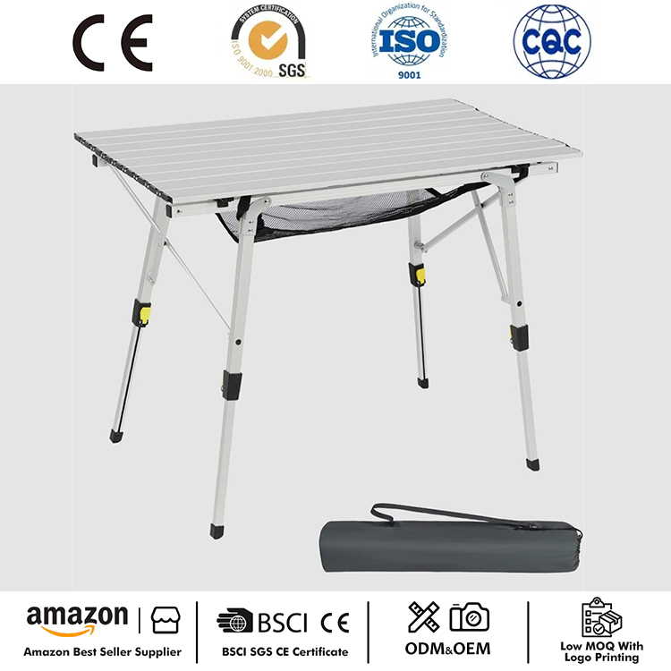 Bärbart fällbart campingbord i aluminium